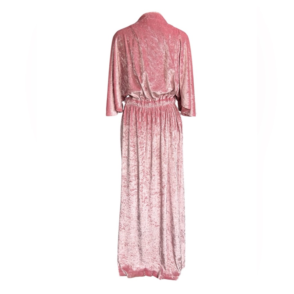 Niki-Lu 80s Vintage Women’s Crushed Pink Velvet Wrap-Around Robe Size Small - Picture 5 of 11
